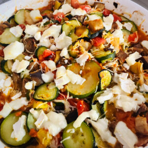 baked ratatouille with goat cheese