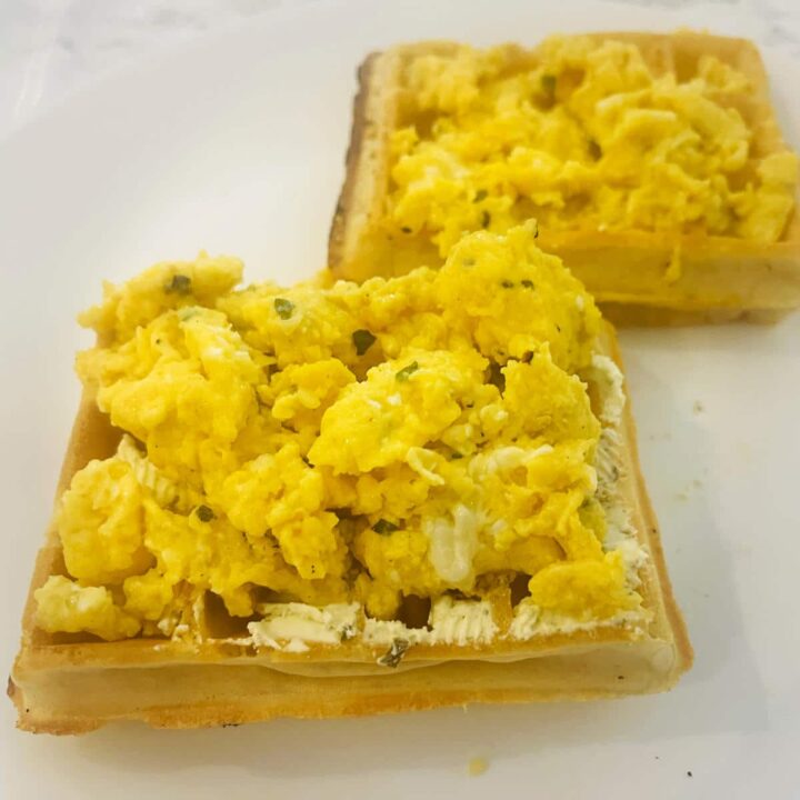 Egg and cheese waffles sandwich