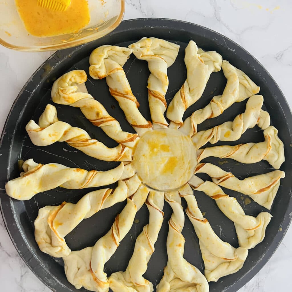 puff pastry twisted into a pinwheel