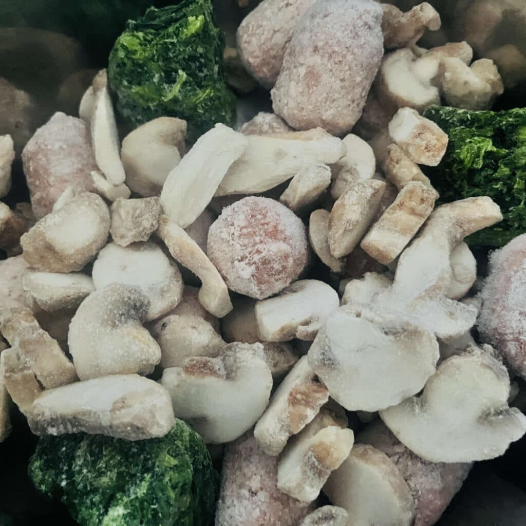 frozen meatballs, mushrooms and spinach in the Instant pot