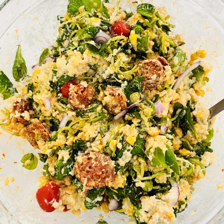 Chorizo corn salad with pearl couscous