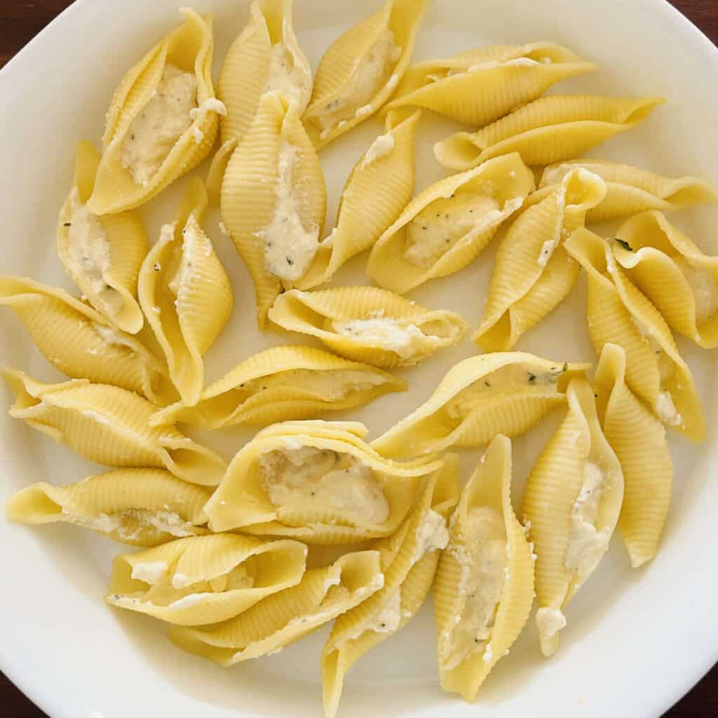 Ricotta stuffed into the pasta shells