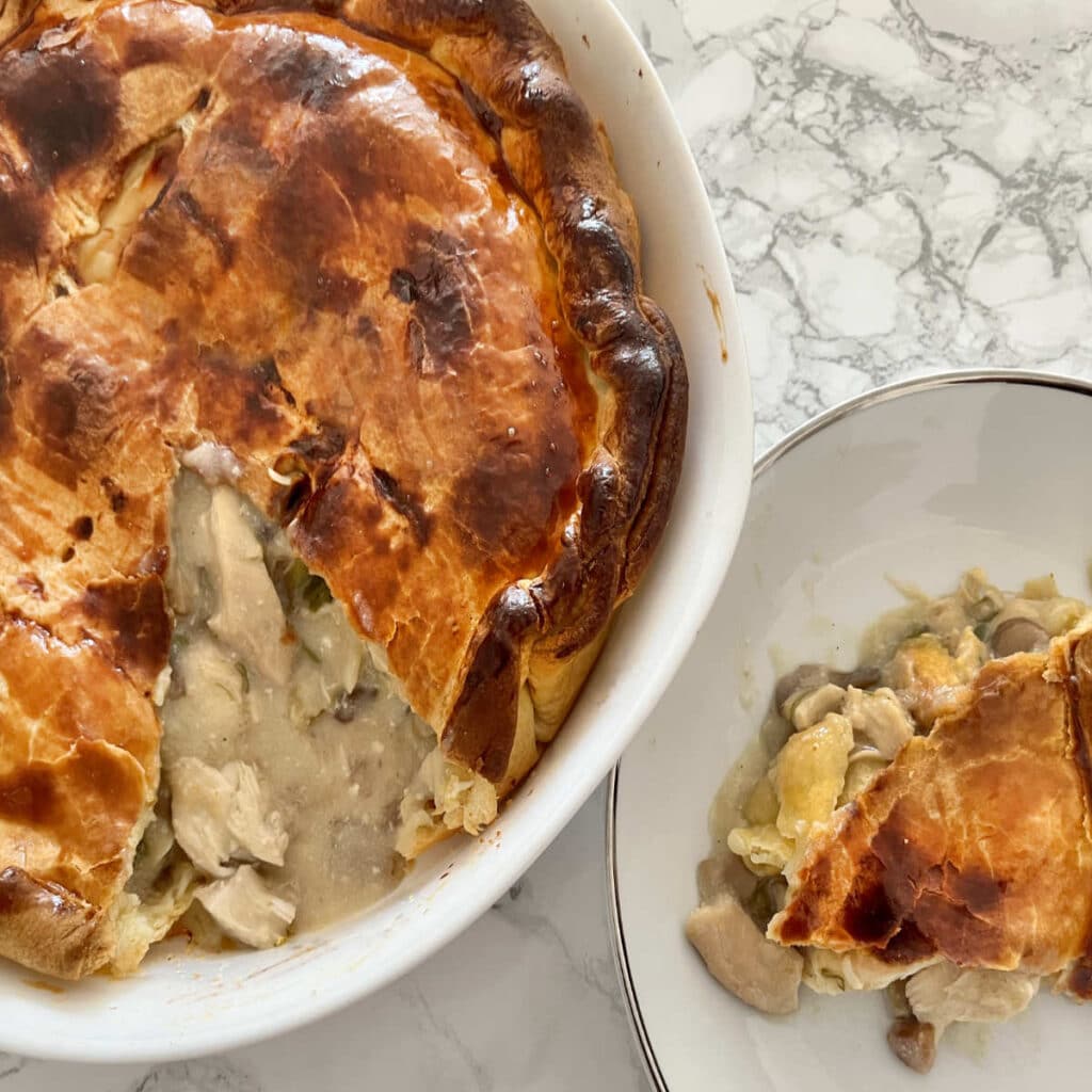 Instant Pot Chicken pie with mushrooms and leeks