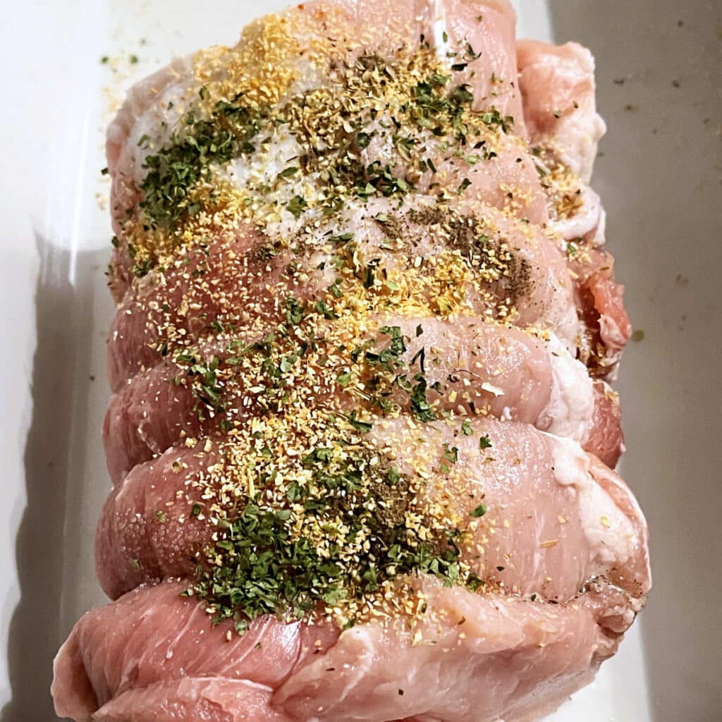 pork loin getting ready to go in the air fryer