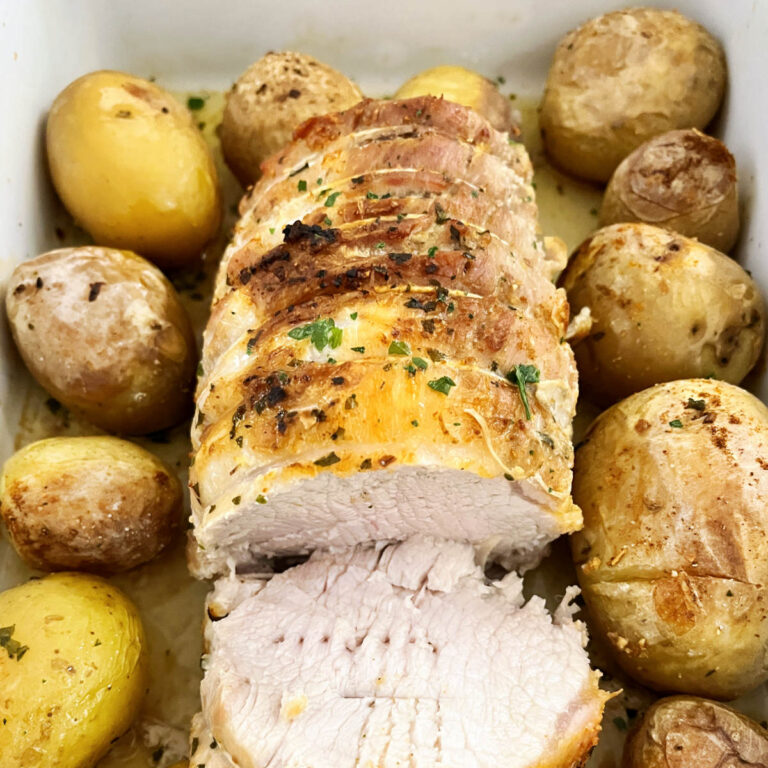 Roast pork loin and potatoes