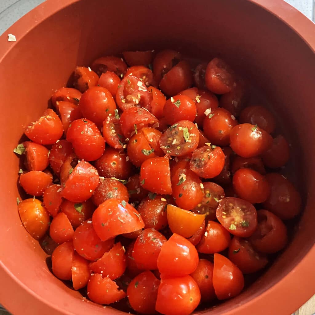 cherry tomatoes ready for the air fryer