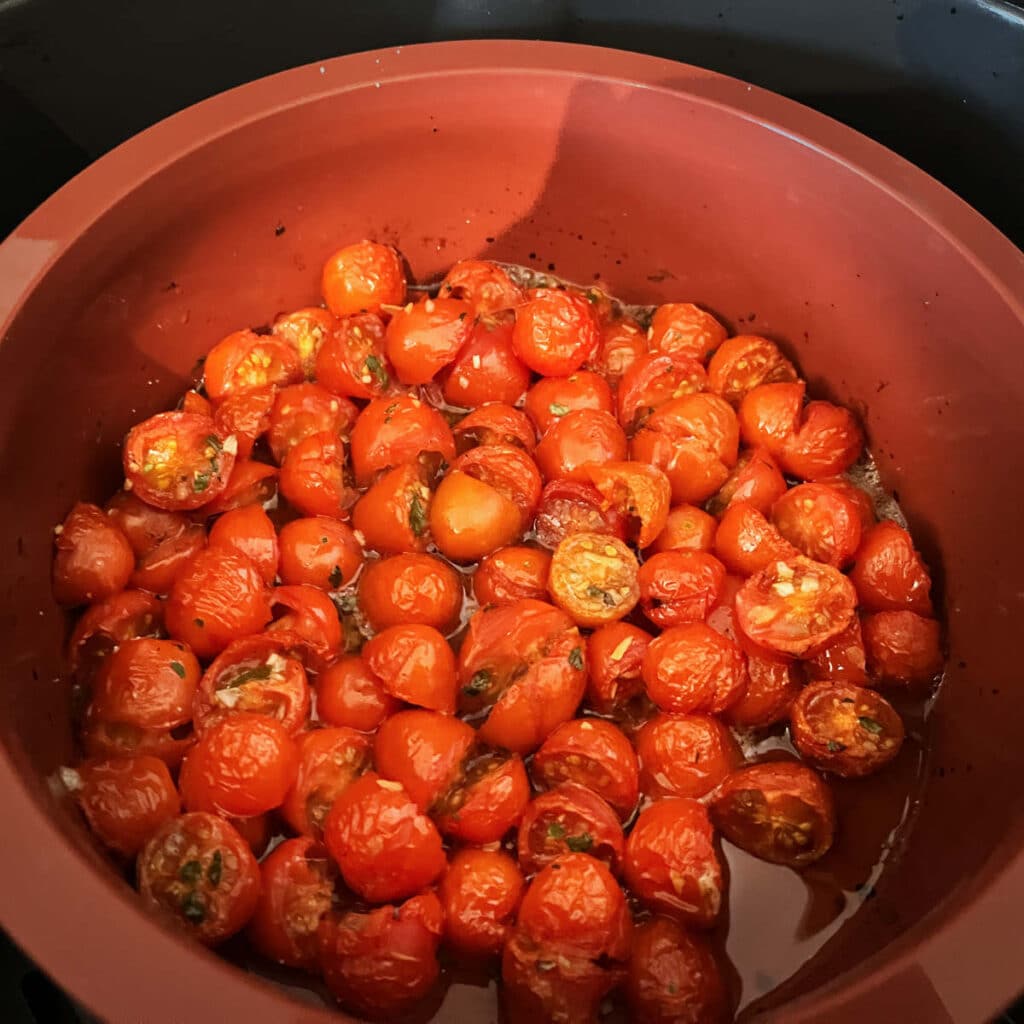 Roasted cherry tomatoes cooked in the air fryer