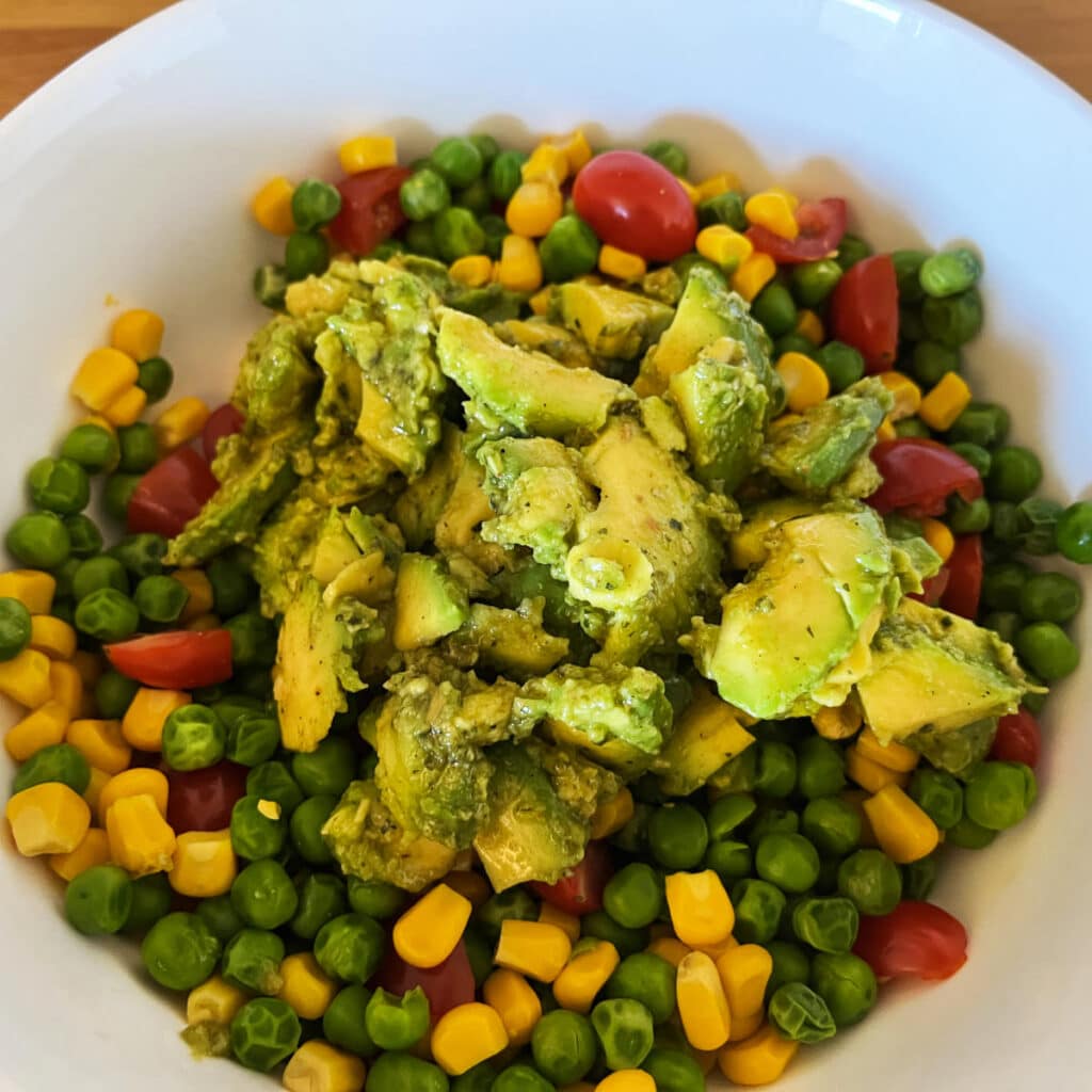 Avocado and dressing added